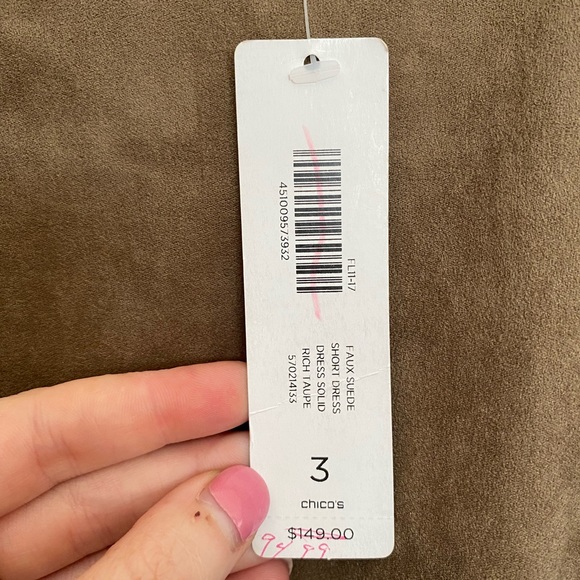 NWT Chico’s Faux Suede Dress - Picture 4 of 4